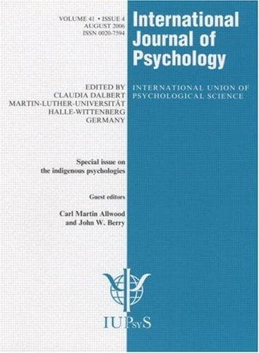 Tapa de Special Issue on the Indigenous Psychologies