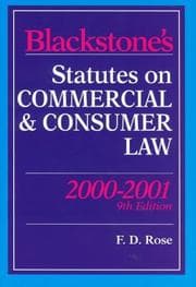 Tapa de Blackstone's Statutes on Commercial and Consumer Law (Blackstone's Statute Books)