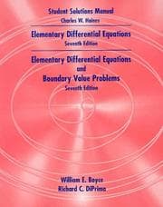 Tapa de Student solutions manual, to accompany Elementary differential equations, seventh edition and Elementary differential equations and boundary value problems, seventh edition [by] William E. Boyce, Richard C. DiPrima