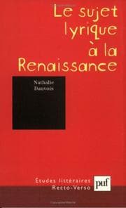 Tapa de Le Sujet lyrique à la Renaissance