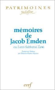Tapa de Mémoires de Jacob Emden, ou, L'anti-Sabbataï Zewi