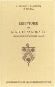 Tapa de Répertoire des statuts synodaux des diocèses de l'ancienne France, du XIIIe à la fin du XVIIIe siècle