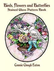 Tapa de Birds, Flowers and Butterflies Stained Glass Pattern Book