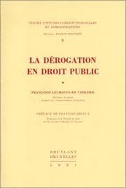 Tapa de La dérogation en droit public