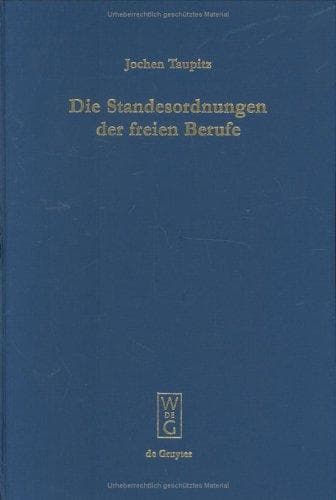 Tapa de Die Standesordnungen Der Freien Berufe