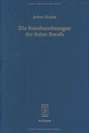 Tapa de Die Standesordnungen Der Freien Berufe