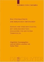 Tapa de Das Onomastikon Der Biblischen Ortsnamen (Texte Und Untersuchungen Zur Geschichte Der Altchristlichen Literatur) (Texte Und Untersuchungen Zur Geschichte Der Altchristlichen Literatur)