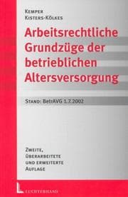 Tapa de Arbeitsrechtliche Grundzüge der betrieblichen Altersversorgung