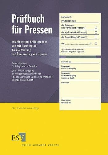 Tapa de Prüfbuch für Pressen