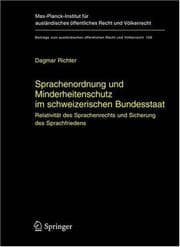 Tapa de Sprachenordnung und Minderheitenschutz im schweizerischen Bundesstaat