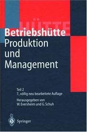 Tapa de Produktion Und Management »betriebshütte« (german Edition)