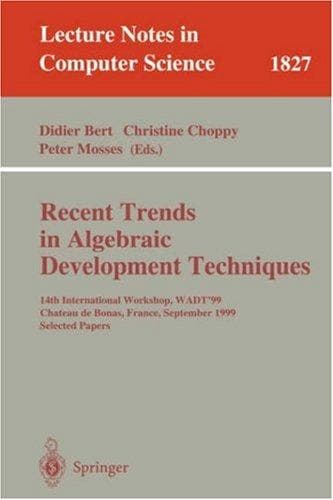 Tapa de Recent trends in algebraic development techniques