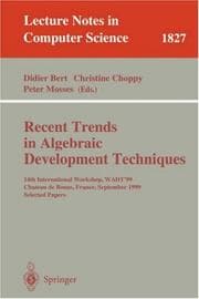 Tapa de Recent trends in algebraic development techniques
