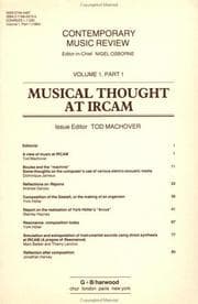 Tapa de Musical Thought at IRCAM (Contemporary Music Review, Volume 1, Part 1)
