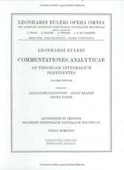 Tapa de Commentationes analyticae ad theoriam integralium pertinentes 3rd part