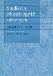 Tapa de Studies in musicology II, 1929-1979