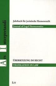 Tapa de Translation in Law (Yearbook of Legal Hermeneutics 5)