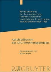 Tapa de Rechtsprobleme Der Restrukturierung Landwirtschaftlicher Unternehmen in Den Neuen Bundeslandern Nach 1989