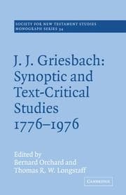 Tapa de J.J. Griesbach, synoptic and text critical studies, 1776-1976