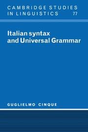 Tapa de Italian Syntax and Universal Grammar (Cambridge Studies in Linguistics)