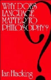 Tapa de Why does language matter to philosophy?
