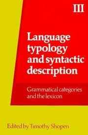 Tapa de Language Typology and Syntactic Description, Volume III