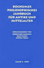 Tapa de Bochumer Philosophisches Jahrbuch Für Antike und Mittelalter