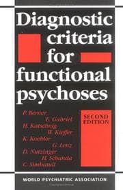 Tapa de Diagnostic criteria for functional psychoses