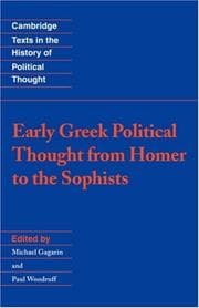 Tapa de Early Greek Political Thought from Homer to the Sophists