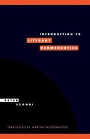 Tapa de Introduction to literary hermeneutics
