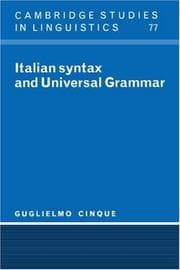 Tapa de Italian syntax and universal grammar
