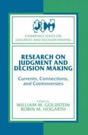 Tapa de Research on judgment and decision making
