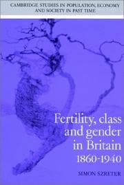 Tapa de Fertility, Class and Gender in Britain, 18601940 (Cambridge Studies in Population, Economy and Society in Past Time)