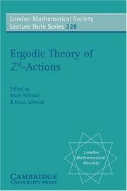 Tapa de Ergodic theory of Zd actions