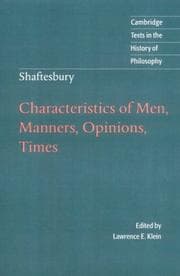 Tapa de Characteristics of men, manners, opinions, times