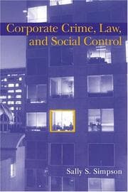 Tapa de Corporate Crime, Law, and Social Control (Cambridge Studies in Criminology)