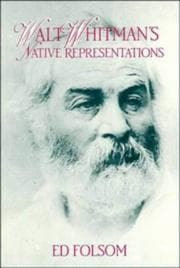 Tapa de Walt Whitman's Native Representations (Cambridge Studies in American Literature and Culture)