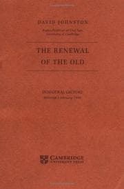 Tapa de The Renewal of the Old: Inaugural Lecture