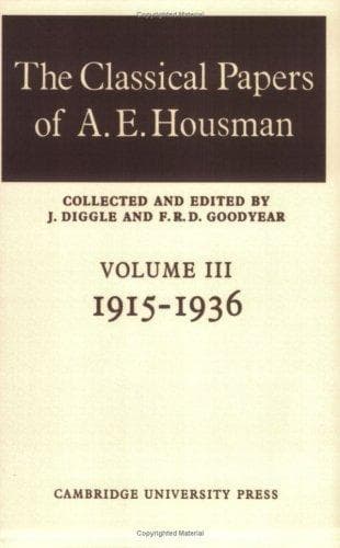 Tapa de The classical papers of A. E. Housman