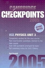 Tapa de Cambridge Checkpoints VCE Physics Unit 3 2005