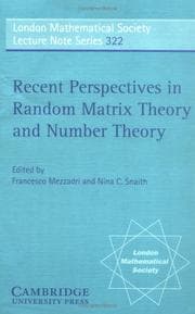 Tapa de Recent perspectives in random matrix theory and number theory