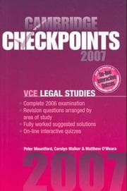 Tapa de Cambridge Checkpoints VCE Legal Studies 2007
