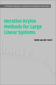 Tapa de Iterative Krylov Methods for Large Linear Systems (Cambridge Monographs on Applied and Computational Mathematics)
