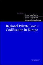 Tapa de Regional private laws and codification in Europe