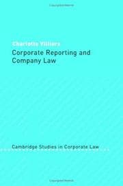 Tapa de Corporate Reporting and Company Law (Cambridge Studies in Corporate Law)