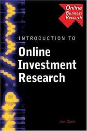 Tapa de Introduction to Online Investment Research (Business Research Solutions Series)