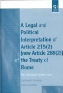 Tapa de A legal and political interpretation of Article 215(2) (new Article 288(2)) of the Treaty of Rome