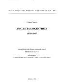 Tapa de Analecta epigraphica, 1970-1997