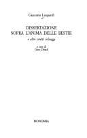 Tapa de Dissertazione sopra l'anima delle bestie e altri scritti selvaggi