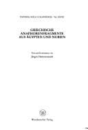 Tapa de Griechische Anaphorenfragmente aus Ägypten und Nubien